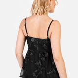 Maya Black 3D Floral Tiered Cami Midi Dress