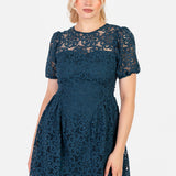 Maya Teal Short Sleeve Lace Mini Dress