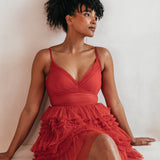 Anaya With Love Recycled Red Ruffle Cami Mini Dress