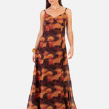 Anaya With Love Recycled Fire Marble Print Cami Shift Maxi Dress