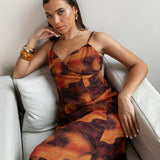 Anaya With Love Recycled Fire Marble Print Cami Shift Maxi Dress