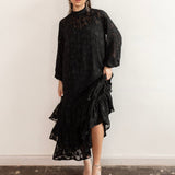 Anaya With Love Recycled Black Floral Burnout Long Sleeve Trapeze Midaxi Dress