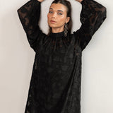 Anaya With Love Recycled Black Floral Burnout Long Sleeve Trapeze Midaxi Dress
