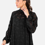 Anaya With Love Recycled Black Floral Burnout Long Sleeve Trapeze Midaxi Dress