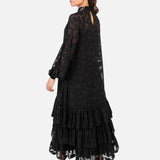 Anaya With Love Recycled Black Floral Burnout Long Sleeve Trapeze Midaxi Dress