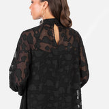Anaya With Love Recycled Black Floral Burnout Long Sleeve Trapeze Midaxi Dress