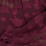Anaya With Love Recycled Maroon Floral Burnout Long Sleeve Trapeze Midaxi Dress