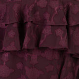 Anaya With Love Recycled Maroon Floral Burnout Flared Long Sleeve Shift Mini Dress