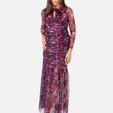 Anaya With Love Recycled Pink Floral Ruched Tulle Maxi Dress