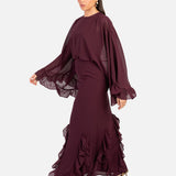 Anaya With Love Recycled Maroon Oversized Ruffle Sleeve Maxi Dress