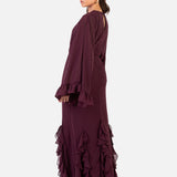 Anaya With Love Recycled Maroon Oversized Ruffle Sleeve Maxi Dress