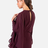 Anaya With Love Recycled Maroon Oversized Ruffle Sleeve Maxi Dress
