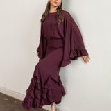 Anaya With Love Recycled Maroon Oversized Ruffle Sleeve Maxi Dress
