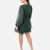 Anaya With Love Recycled Green Foil Chiffon Ruffle Mini Dress