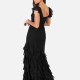 Anaya With Love Recycled Black Ruffle Maxi Dress