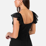 Anaya With Love Recycled Black Ruffle Maxi Dress