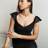 Anaya With Love Recycled Black Ruffle Maxi Dress