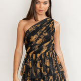 Anaya With Love Recycled Floral One Shoulder Tiered Midi Dress