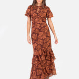 Anaya With Love Recycled Rust Floral Short Sleeve Maxi Dress