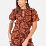 Anaya With Love Recycled Rust Floral Short Sleeve Maxi Dress