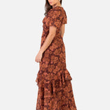 Anaya With Love Recycled Rust Floral Short Sleeve Maxi Dress