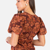 Anaya With Love Recycled Rust Floral Short Sleeve Maxi Dress