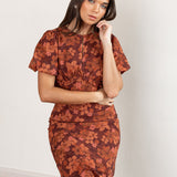 Anaya With Love Recycled Rust Floral Short Sleeve Maxi Dress