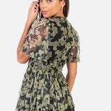 Anaya With Love Recycled Floral & Sequin V Neck Frill Maxi Dress