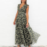 Anaya With Love Recycled Floral Flutter Sleeve V Neck Maxi Dress