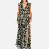 Anaya With Love Recycled Floral Flutter Sleeve V Neck Maxi Dress