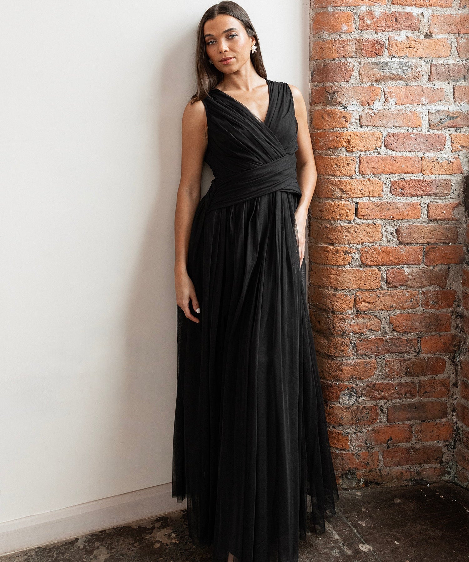 Anaya With Love Recycled Black Sleeveless V Neck Maxi Dress