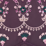 Maya Berry Fully Embroidered Long Sleeve Maxi Dress with Frill Detail