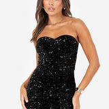Maya Black Embellished Velvet Bandeau Maxi Dress