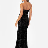 Maya Black Embellished Velvet Bandeau Maxi Dress