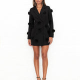 Maya Black 3D Flower Blazer Dress