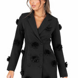 Maya Black 3D Flower Blazer Dress