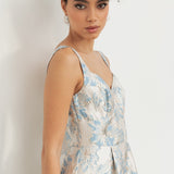 Maya Blue Floral Jacquard Strappy Midi Dress