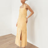 Maya Buttercream Floral Motif Halter Neck Midaxi Dress