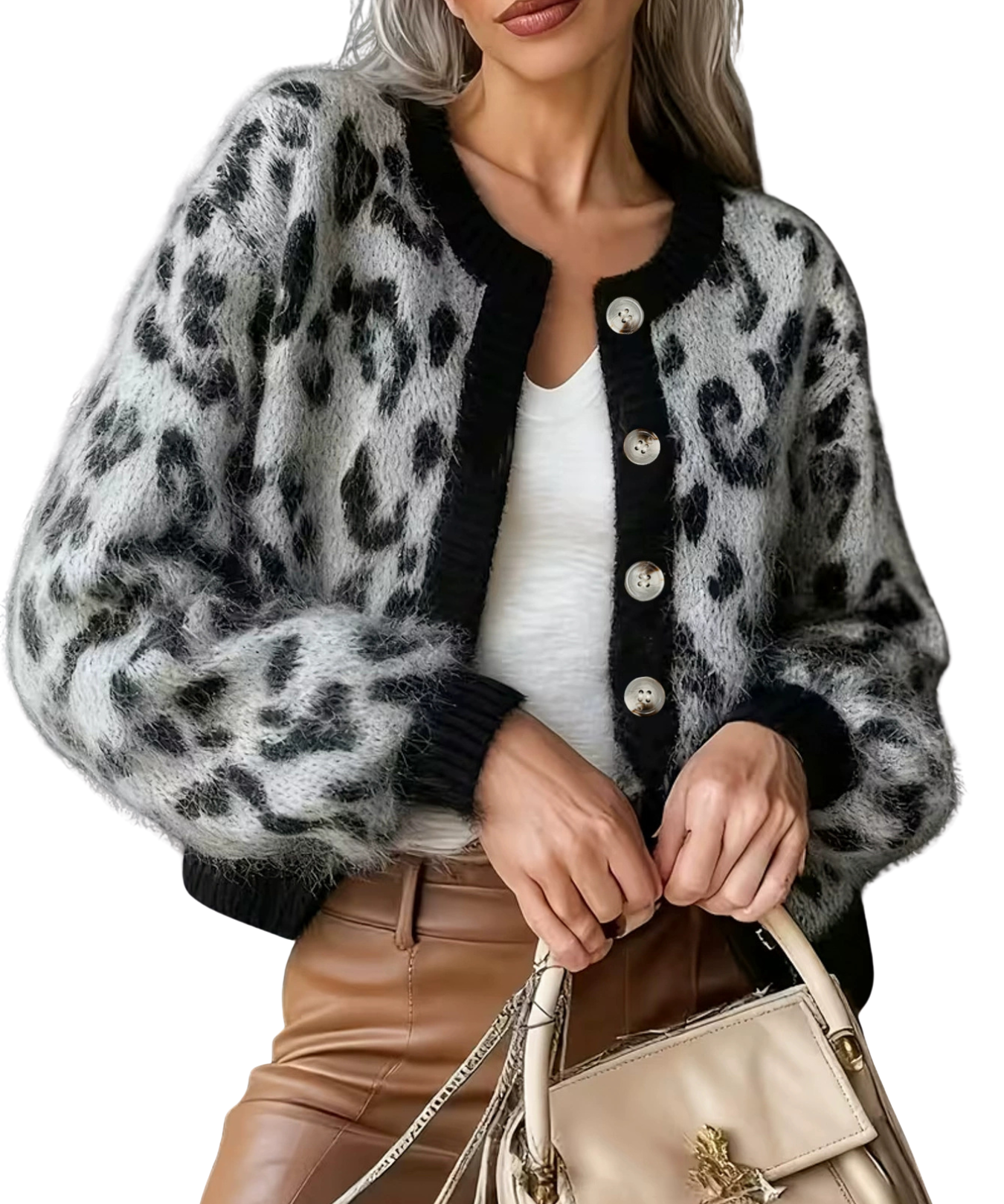 EUDORA™ – Vintage Style Leopard Cardigan Sweater