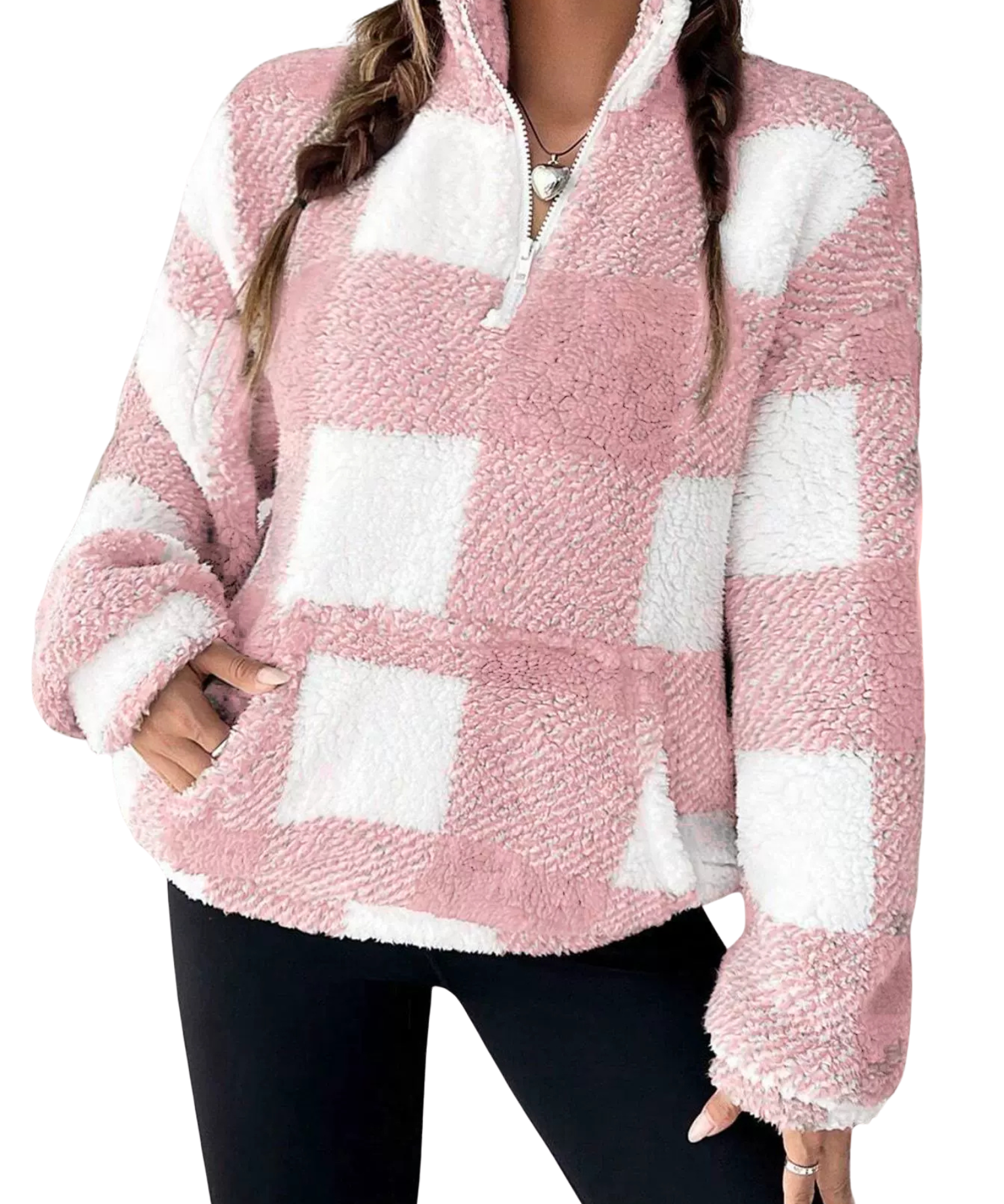 HILARY™ – Casual Plaid Half Zip Pullover