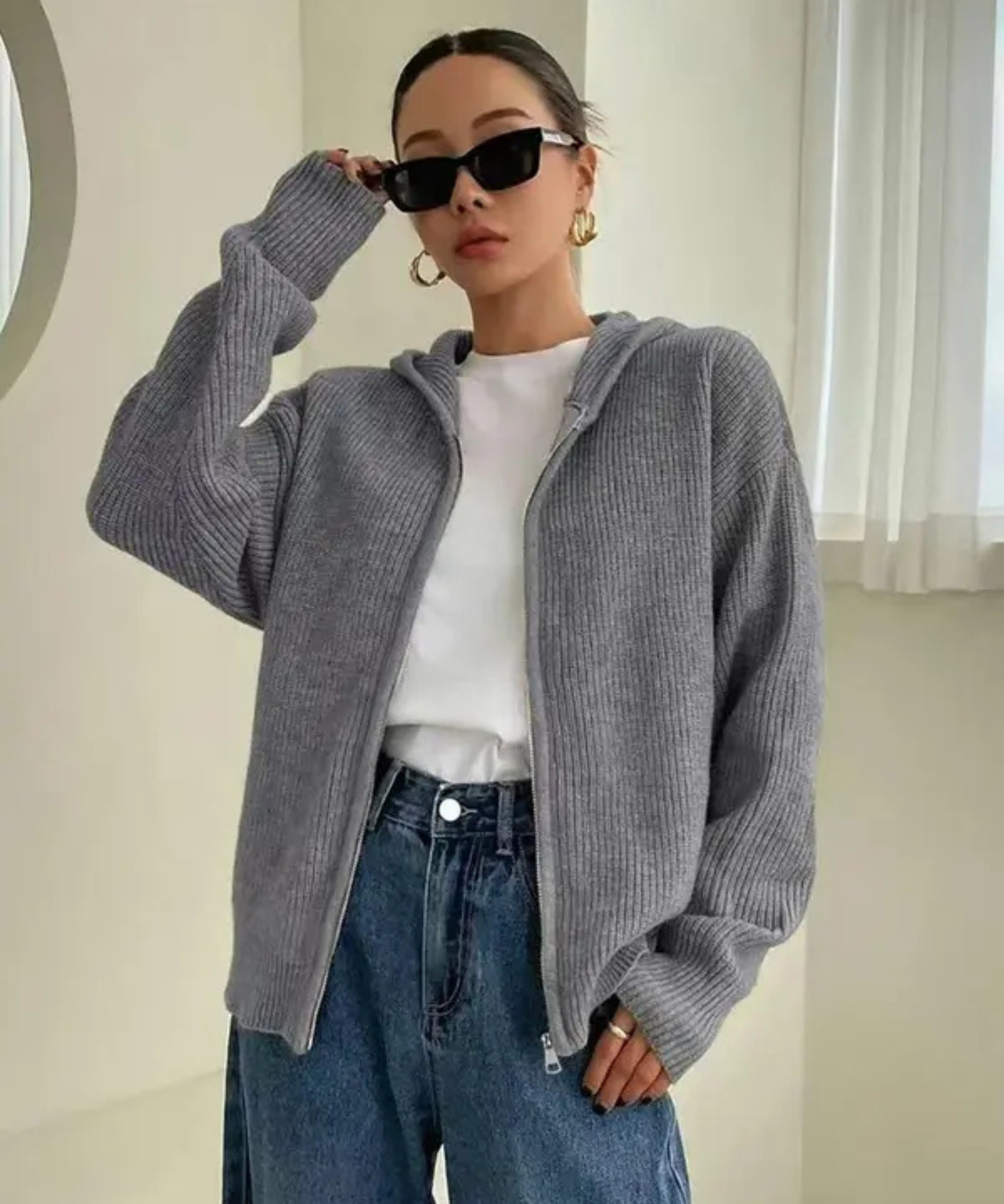 LARALI™ - Casual Zip-Up Hooded Long Sleeve Cardigan
