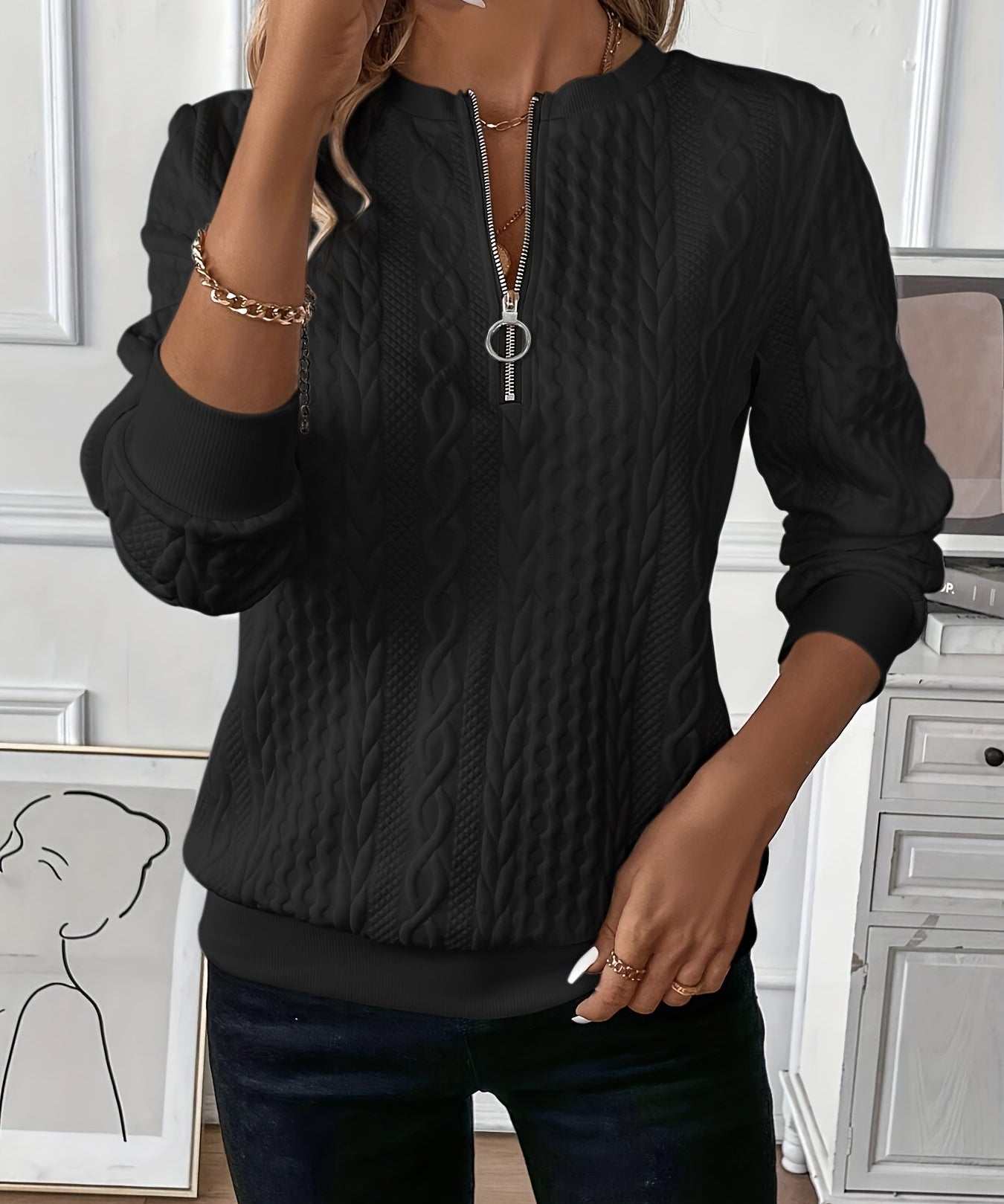 EMMA™ |  Elegant Quarter-Zip Sweater