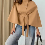 THELMA™ - Women’s Front Buckle Belted Wool Cape Coat for Fall & Winter