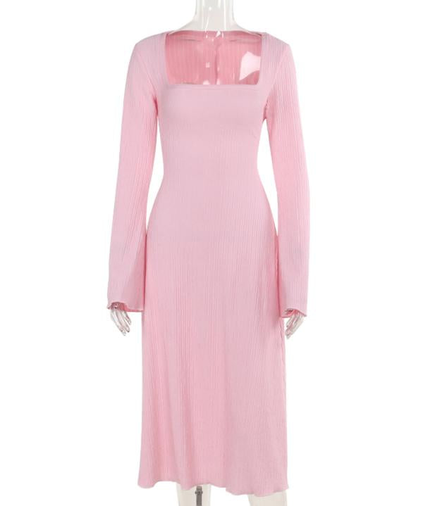 ERIN™ - Sophisticated Lace-Up Tie Back Flounce Sleeve A-Line Long Dress