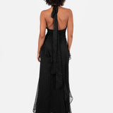 Anaya with Love Recycled Black Halter Neck Ruffled Maxi Dress