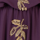 Maya Berry Leaf Embellished Long Sleeve V Neck Mini Dress