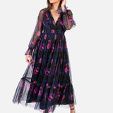 Anaya With Love Recycled Floral Print Faux Wrap Long Sleeve Midaxi Dress