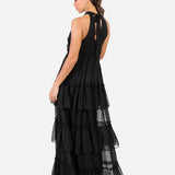 Anaya With Love Recycled Black Halter Neck Tiered Maxi Dress