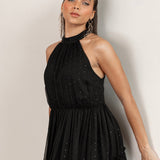 Anaya With Love Recycled Black Halter Neck Tiered Maxi Dress