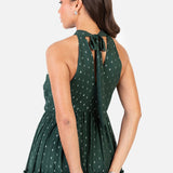 Anaya With Love Recycled Dark Green Halter Neck Tiered Maxi Dress